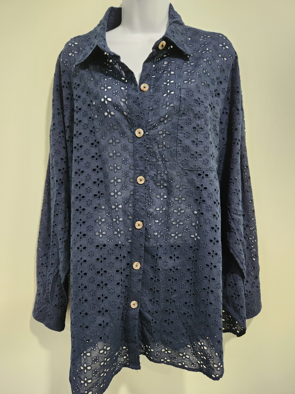 Maurices Navy Eyelet Button-Down Shirt